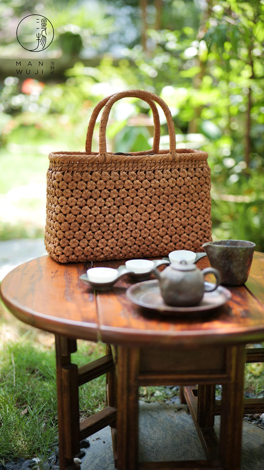 六角花葡萄藤编包 商品图0