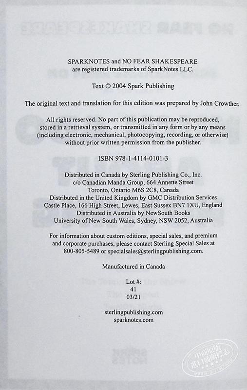 【中商原版】无事生非 无惧莎士比亚 英文原版 Much Ado About Nothing No Fear Shakespeare Sparknotes Shakespeare 商品图8