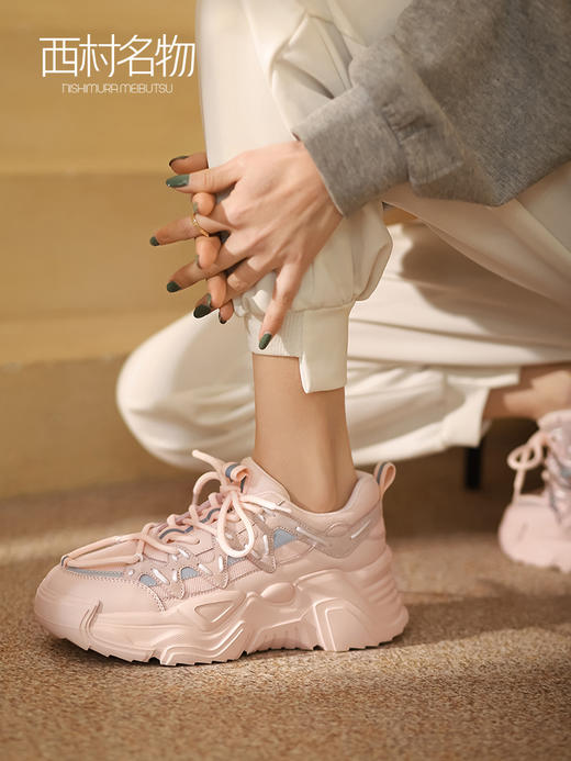 西村名物2022春季新款老爹鞋女百搭ins潮运动休闲鞋厚底女T22AM18541 商品图0