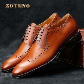 左天奴/ZOTENO 男鞋意大利进口高档手工缝制皮鞋英伦德比正装6894