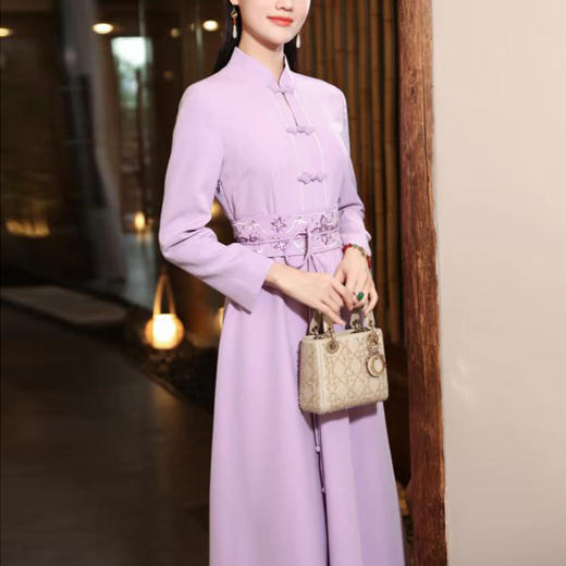 2022年夏季新款复古民族风旗袍优雅修身款气质改良长袖连衣裙  OG-A9056 商品图2