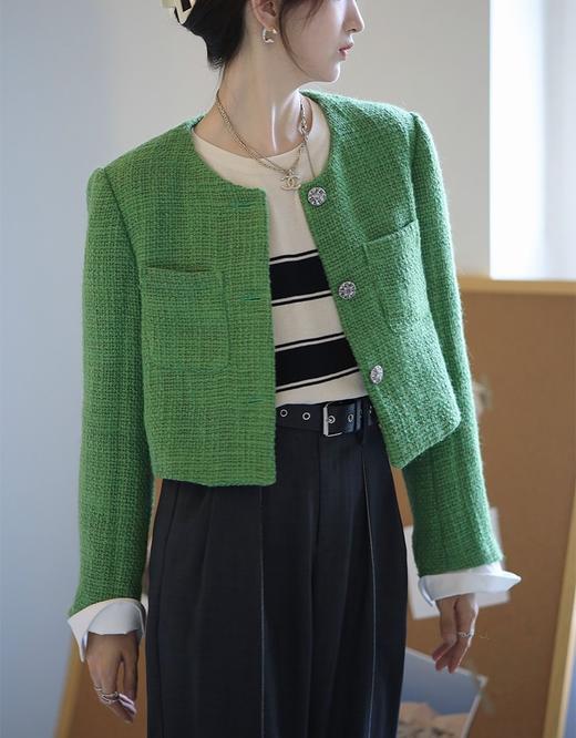 黛唯梵小骨家 含羊毛重工/气质名媛绿色小香外套女早秋短款高级感上衣 商品图4