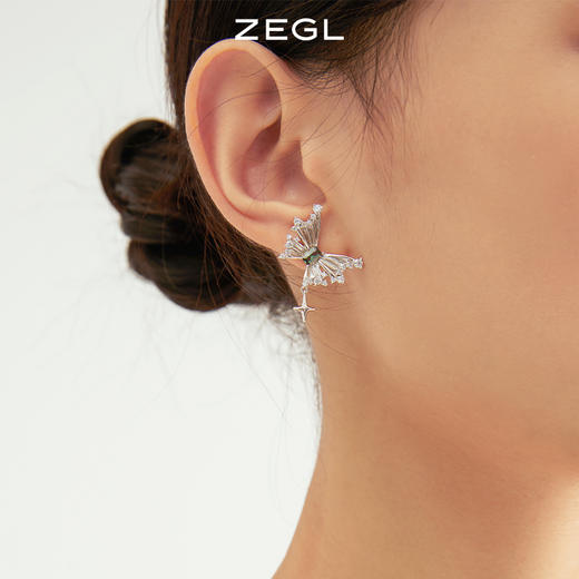 ZEGL设计师晶蝶愈心系列蝴蝶星月耳环女高级感流苏耳钉银针耳饰品 商品图5