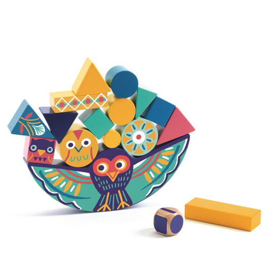 djeco动物平衡猫头鹰积木大块玩具儿童益智2-3岁男孩堆搭智力游戏 商品图3