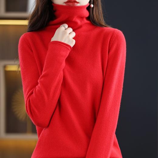黛唯梵丨【如云似雾，暖意流淌】秋冬新款100%羊毛衫，纯色高领套头毛衣，宽松百搭保暖打底羊绒衫 商品图2