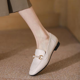 西村名物2022秋冬新款珍珠砖马衔扣jk制服鞋休闲平底女单鞋T22AM17721