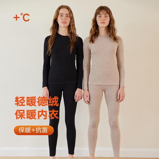 弗利少女保暖内衣女德绒发热秋衣秋裤薄款打底衣套装冬季 商品图0