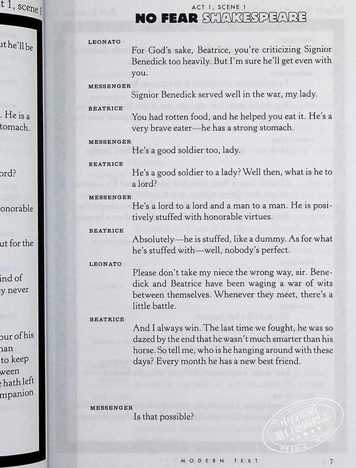 【中商原版】无事生非 无惧莎士比亚 英文原版 Much Ado About Nothing No Fear Shakespeare Sparknotes Shakespeare 商品图5