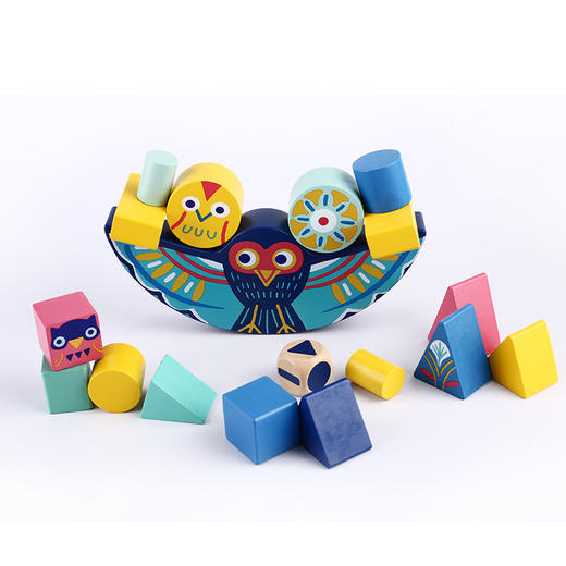 djeco动物平衡猫头鹰积木大块玩具儿童益智2-3岁男孩堆搭智力游戏 商品图4