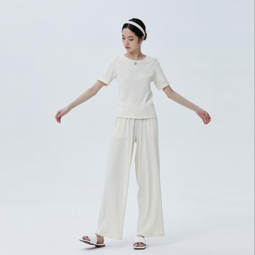 温柔简约亲肤 BLEO 细罗纹针织圆领短袖套装 商品图3