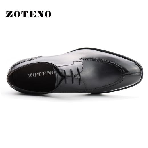 左天奴/ZOTENO 皮鞋男商务正鞋男鞋头层牛皮英伦系带工装鞋J620 商品图2