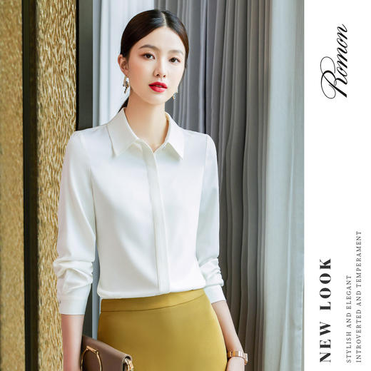 【秋季新品】罗蒙多色可选女士长袖衬衫商务通勤百搭经典翻领衬衣女 商品图8