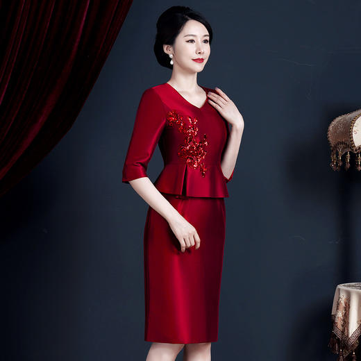JC-52329喜婆婆参加婚礼服年轻婚宴装新娘母礼服高贵秋装遮肚子 商品图1