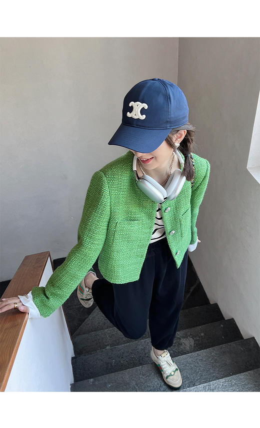 黛唯梵小骨家 含羊毛重工/气质名媛绿色小香外套女早秋短款高级感上衣 商品图1