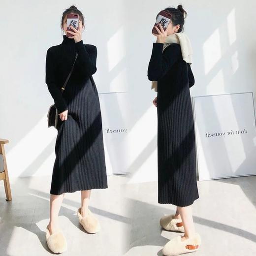 黛唯梵丨【买一送一！】高领过膝长款毛衣裙，宽松针织棉秋冬新款，内搭打底保暖加厚女装 商品图3