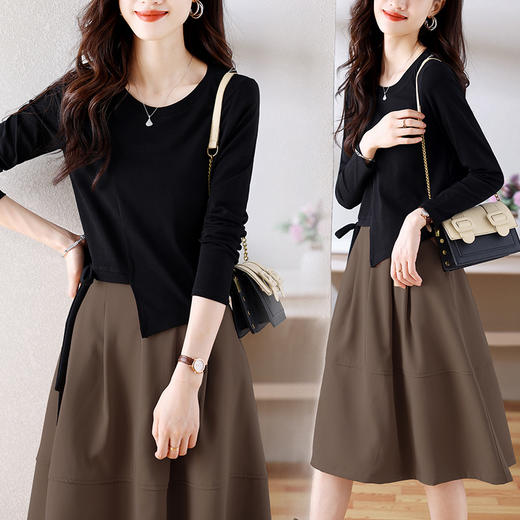 HR WQ6299时尚气质减龄休闲半身裙两件套 商品图1
