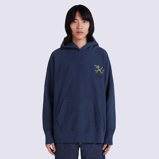 KENZO 高田贤三 男士棉质字母刺绣徽标连帽长袖卫衣 藏蓝色 FC65 SW422 4ME 77 商品图1