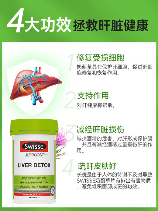 Swisse护肝蓟草肝脏男士解酒熬夜加班保健品澳洲进口斯维诗 商品图1