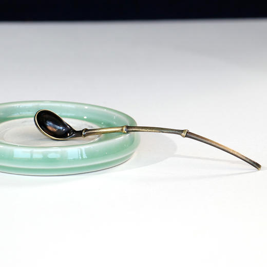 【庆学堂】黄铜水勺 水盂水勺 桌面铜器摆件 盛水盛墨 调墨 墨勺墨汁 文房四宝用品 商品图4