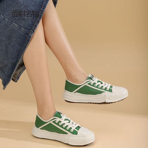 西村名物溶解鞋ins潮2022春夏新款帆布鞋百搭板鞋女小众厚底T22AM11201 商品图0