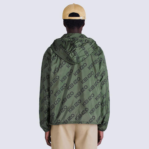 KENZO 高田贤三 男士尼龙字母徽标印花拉链连帽外套 军绿色 FC65 BL053 9L0 51 商品图2
