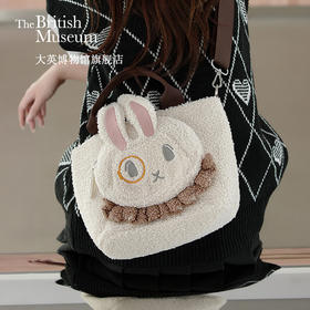 大英博物馆爱丽丝漫游奇境系列米色兔头毛绒可爱手提包斜挎包