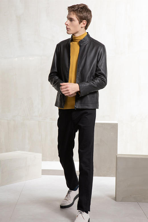 callisto黑色羊皮革皮夹克 FQFLT022C 商品图1