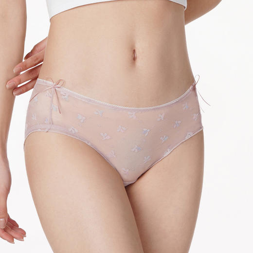 都市丽人时尚系列薄透丝滑蕾丝网布单品内裤三角中叉女士内裤LK23A8 商品图0