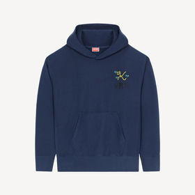 KENZO 高田贤三 男士棉质字母刺绣徽标连帽长袖卫衣 藏蓝色 FC65 SW422 4ME 77