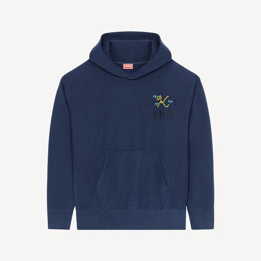 KENZO 高田贤三 男士棉质字母刺绣徽标连帽长袖卫衣 藏蓝色 FC65 SW422 4ME 77 商品图0