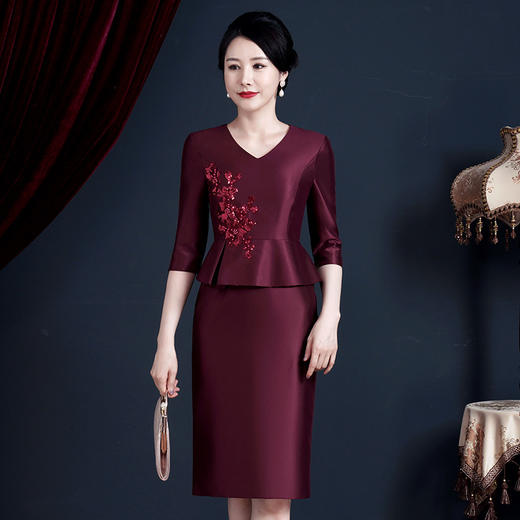 JC-52329喜婆婆参加婚礼服年轻婚宴装新娘母礼服高贵秋装遮肚子 商品图3