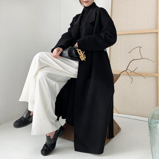 黛唯梵丨【彰显女神的独有气质】C家风配腰带羊毛混纺大衣，中长款毛呢外套 商品图3