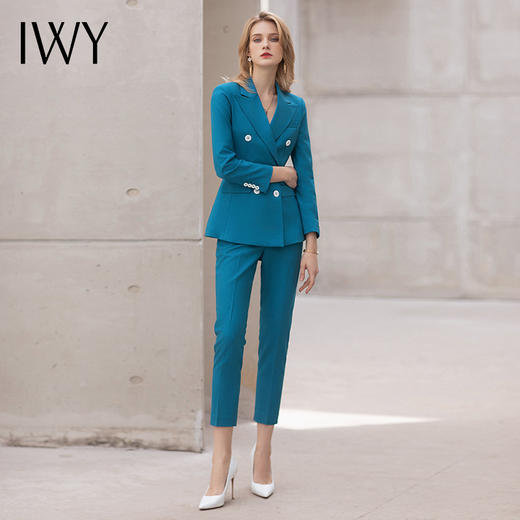 IWY/孔雀蓝西装套装女总裁职业装气质女神范主持人正装售楼部工作服OL CP12115 商品图7