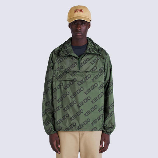 KENZO 高田贤三 男士尼龙字母徽标印花拉链连帽外套 军绿色 FC65 BL053 9L0 51 商品图1