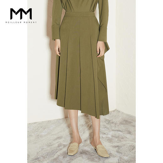 【商场同款】麦檬冬高腰不规则百褶拼接荷叶边半身裙5CA141591 商品图0