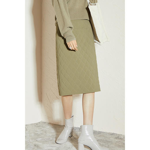 【商场同款】麦檬冬菱形格纹高腰后开叉半身裙5CA242241 商品图2