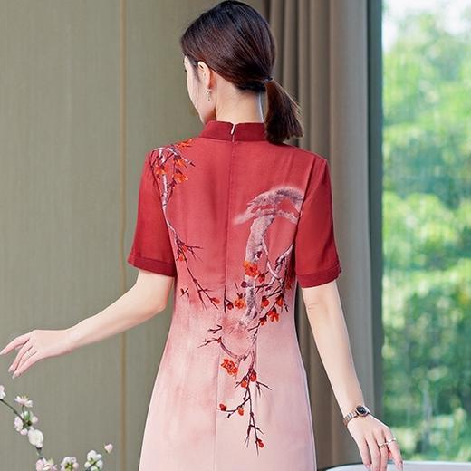 TH-9375印花雪纺连衣裙夏季女装民族风改良旗袍裙子 商品图5