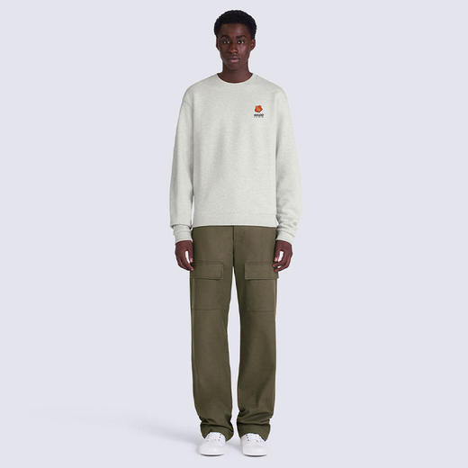 【一】KENZO 高田贤三 男士棉质字母花图案刺绣徽标圆领长袖卫衣 灰色 FC65 SW412 4MF 93 商品图3