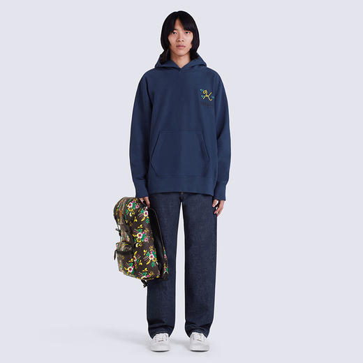KENZO 高田贤三 男士棉质字母刺绣徽标连帽长袖卫衣 藏蓝色 FC65 SW422 4ME 77 商品图3