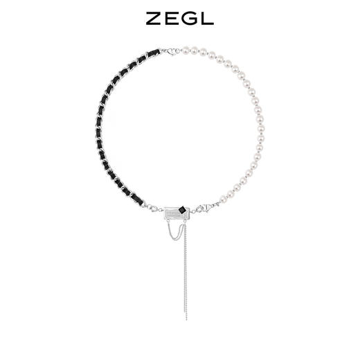 ZEGL自定饰酷黑系列DIY爱心拼接项链女蝴蝶结人造珍珠锁骨毛衣链 商品图2