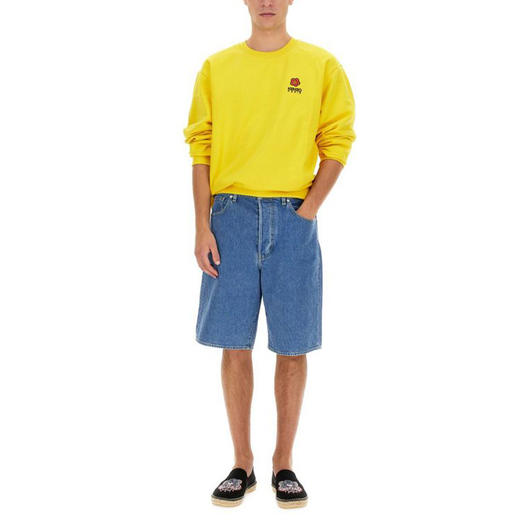 KENZO 高田贤三 男士棉质字母花图案刺绣徽标圆领长袖卫衣 黄色 FC65 SW412 4MF 40 商品图3