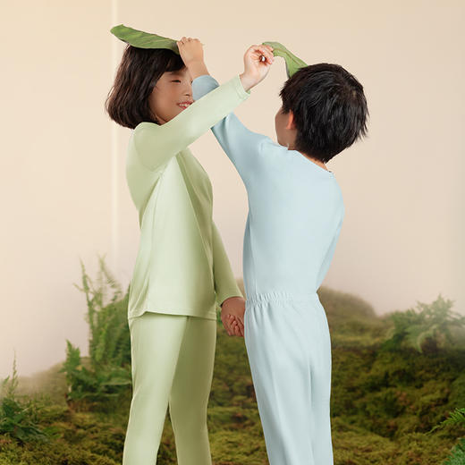 有棵树纯棉男女童内搭圆领秋衣秋裤中大童保暖内衣套装C-WC1001 商品图3