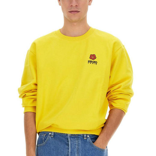 KENZO 高田贤三 男士棉质字母花图案刺绣徽标圆领长袖卫衣 黄色 FC65 SW412 4MF 40 商品图2
