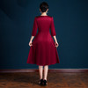 WD-WT22165酒红旗袍礼服裙宴会气质醋酸缎婚宴秋款喜婆婆遮肚子婚宴装小个子 商品缩略图3