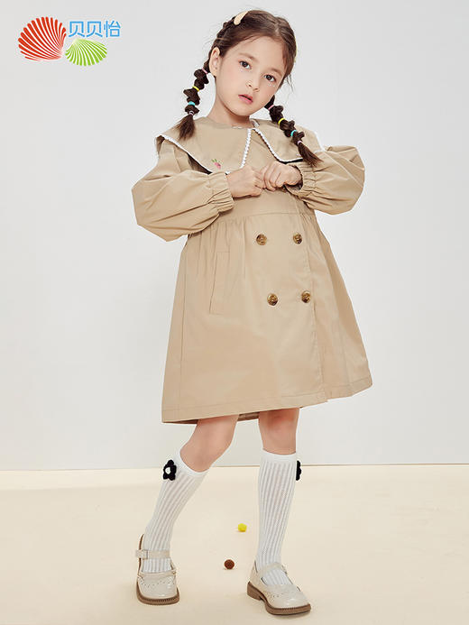贝贝怡儿童春秋防风外套女童休闲娃娃领风衣223S3045
 商品图1
