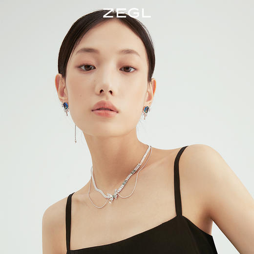 ZEGL设计师晶蝶愈心系列蝴蝶月亮耳环女轻奢小众耳钉925银针耳饰 商品图4