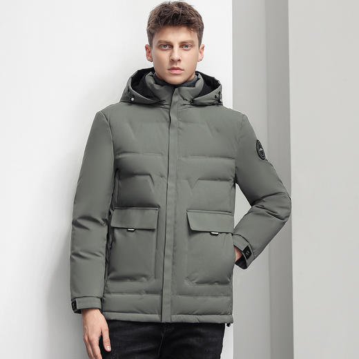 圣得西男士白鹅绒可拆卸帽羽绒服冬季厚款工装口袋外套2262942063 商品图3