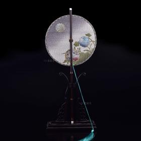 【月朦胧】花卉正绢团扇1-ZX2207055（不含扇架）