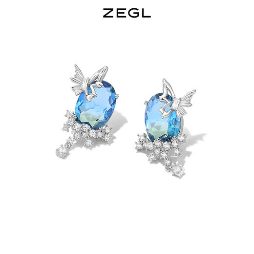 ZEGL设计师晶蝶愈心系列蝴蝶月亮耳环女轻奢小众耳钉925银针耳饰 商品图5