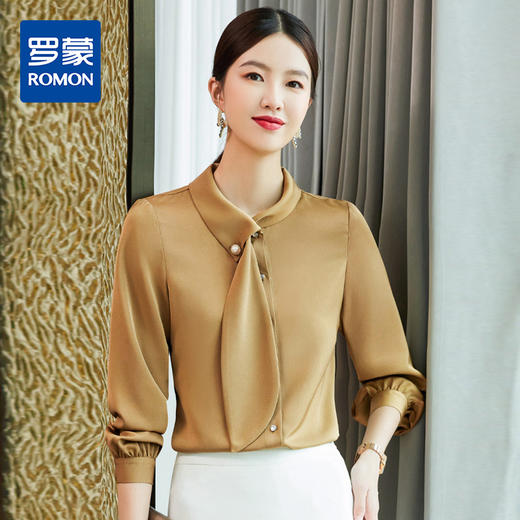 【轻盈舒适】罗蒙新款女士长袖衬衫时尚设计感商务通勤气质百搭衬衣女 商品图0